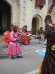 jaipur travel | team of folk artists presenting kacchi ghodi dance in jaipur teej festival