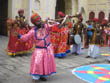 jaipur travel | team of folk artists presenting kacchi ghodi dance in jaipur teej festival